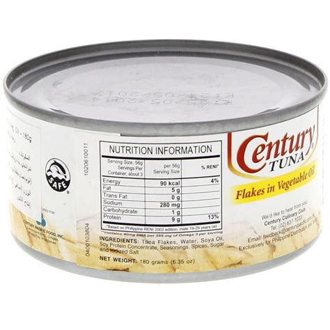 century tuna flakes in oil nutrition facts|Century Tuna, Flakes in Oil Nutrition Facts .